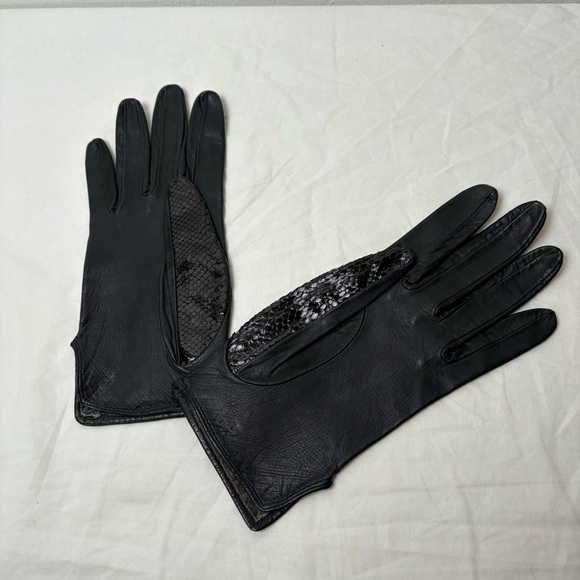 Vintage 50s 60s Genuine Leather and Snakeskin Gloves 7 3/4 - Picture 15 of 16